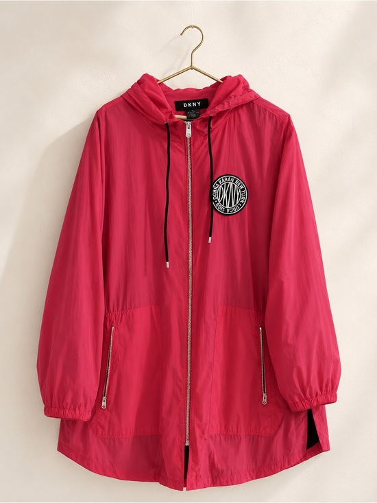 DKNY Jackets & Blazers - DKNY Donna Karan Hooded Windbreaker Jacket Pink Red Women’s XL Lightweight